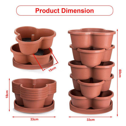 Hivvago 5-Tier Vertical Garden Planter – Stackable Indoor/Outdoor Pot with Base.