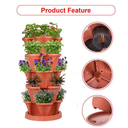 Hivvago 5-Tier Vertical Garden Planter – Stackable Indoor/Outdoor Pot with Base.
