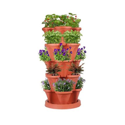 Hivvago 5-Tier Vertical Garden Planter – Stackable Indoor/Outdoor Pot with Base.