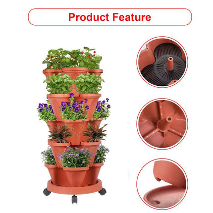 Hivvago 5-Tier Vertical Garden Planter – Stackable Indoor/Outdoor Pot with Wheel Base.