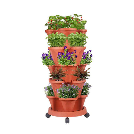 Hivvago 5-Tier Vertical Garden Planter – Stackable Indoor/Outdoor Pot with Wheel Base.