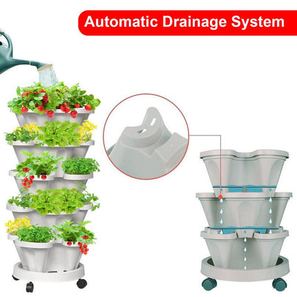 Hivvago 5-Tier Vertical Garden Planter – Stackable Indoor/Outdoor Pot with Wheel Base.