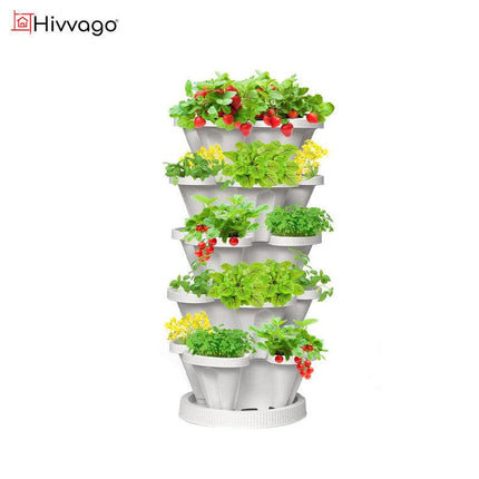 Hivvago 5-Tier Vertical Garden Planter – Stackable Indoor/Outdoor Pot with Base.