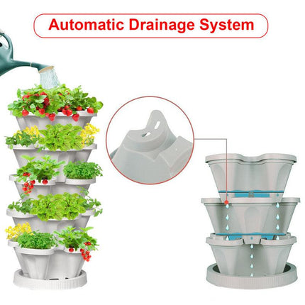 Hivvago 5-Tier Vertical Garden Planter – Stackable Indoor/Outdoor Pot with Base.