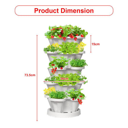 Hivvago 5-Tier Vertical Garden Planter – Stackable Indoor/Outdoor Pot with Base.