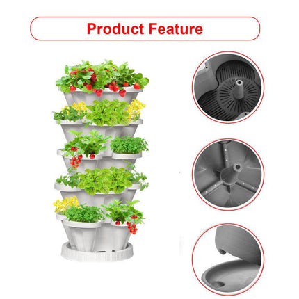 Hivvago 5-Tier Vertical Garden Planter – Stackable Indoor/Outdoor Pot with Base.