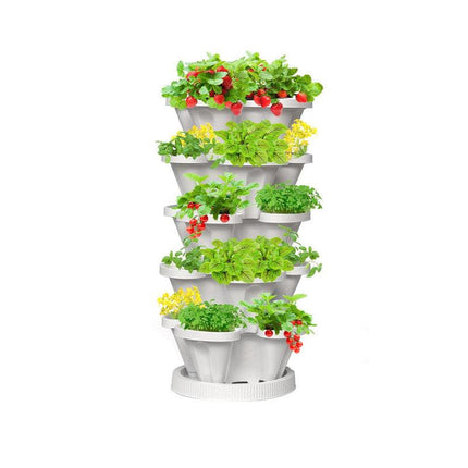 Hivvago 5-Tier Vertical Garden Planter – Stackable Indoor/Outdoor Pot with Base.