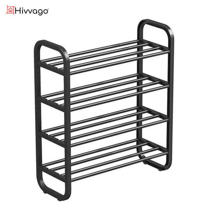 Hivvago 4-Layer Shoe Rack – Compact Steel Frame Organizer for Entryway, Black.