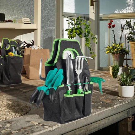 Hivvago 8-Piece Stainless Steel Garden Tool Set with Tote & Gloves.