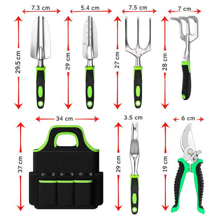 Hivvago 8-Piece Stainless Steel Garden Tool Set with Tote & Gloves.