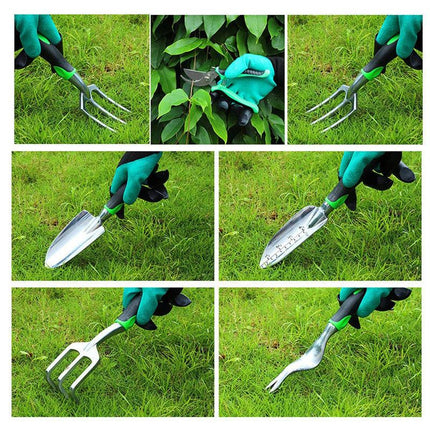 Hivvago 8-Piece Stainless Steel Garden Tool Set with Tote & Gloves.