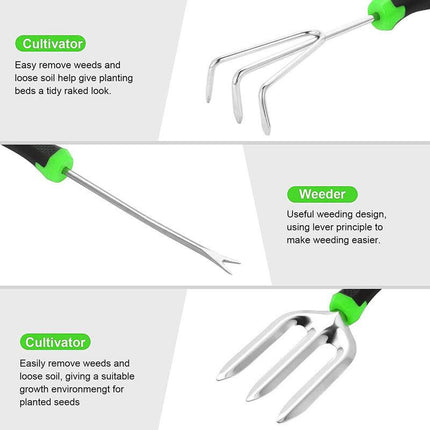 Hivvago 8-Piece Stainless Steel Garden Tool Set with Tote & Gloves.