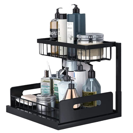 Hivvago 2-Tier Pull-Out Under Sink Organizer Storage Shelf For Kitchen.