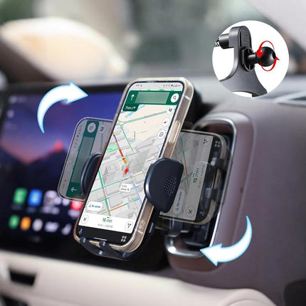 Urbanoki 4 in 1 Car Phone Holder Dashboard Windshield Vent Mount for All Phones - Black.