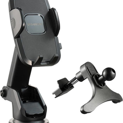 Urbanoki 4 in 1 Car Phone Holder Dashboard Windshield Vent Mount for All Phones - Black.
