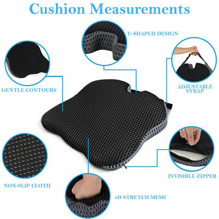 Vagooz Car Wedge Seat Cushion – Memory Foam Booster with Non-Slip Base, Black.