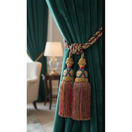 Multi Coloured Double Tassel Curtain Tieback.