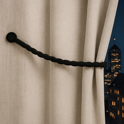 Magnetic weaved rope tieback Black.
