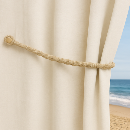 Magnetic weaved rope tieback Cream.