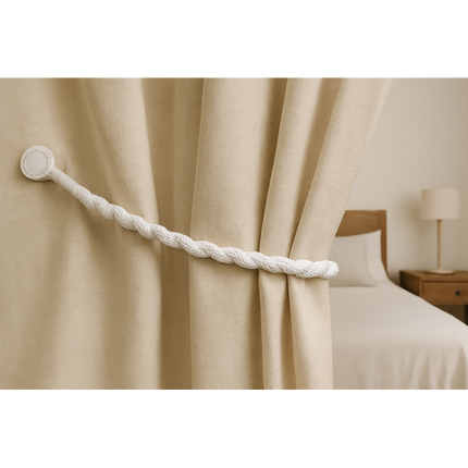 Magnetic weaved rope tieback Off White.