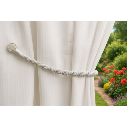 Magnetic weaved rope tieback Beige.