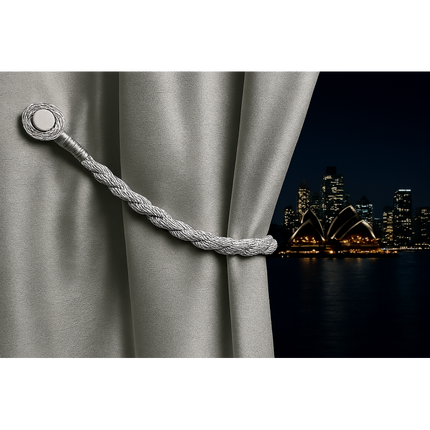 Magnetic weaved rope tieback Silver.