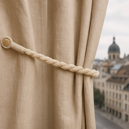 Magnetic weaved rope tieback Natural.