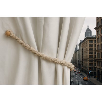 Magnetic weaved rope tieback Linen.