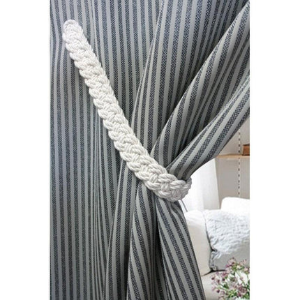 Ecru white rustique braided magnetic tieback.