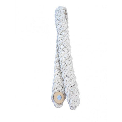 Ecru white rustique braided magnetic tieback.