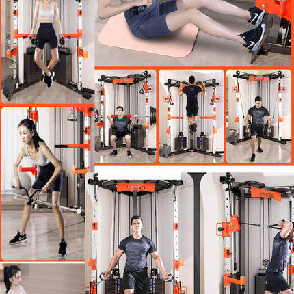 SmartFit C1 Max Multi Functional Cable Crossover Station 130kgs Pin Loaded Machine with attachment.