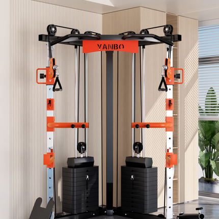 SmartFit C1 Max Multi Functional Cable Crossover Station 130kgs Pin Loaded  Machine  + Multi Func Bench+7Ft Olympic Barbell + 100kgs Weights.