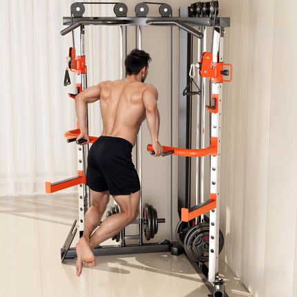 SmartFit C1 Max Multi Functional Cable Crossover Station 130kgs Pin Loaded  Machine + Multi Func Bench+7Ft Olympic Barbell + 100kgs Weights.