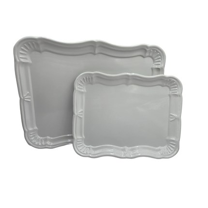 White Metal Serving Tray Set | Minimalist & Food-Safe Home Organisers (2pc).