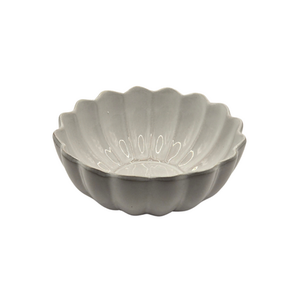 Set of 2 Scalloped Terracotta Bowls | White Glaze Finish | Decorative & Serving Bowls.