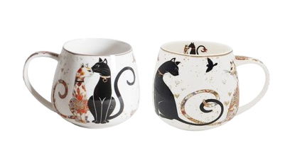 Cat Couple 400ml Mugs – Set of 2.