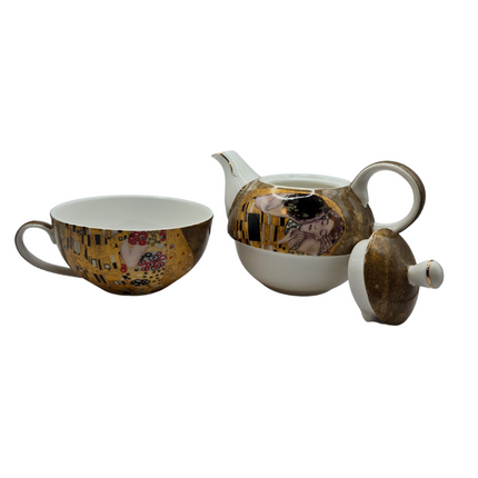The Kiss Tea-for-One Set - Fine Bone China with Infuser & Loose-Leaf Tea.