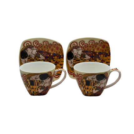 The Kiss Fine Bone China Cup & Saucer Set of 2 - 220ml Gustav Klimt Design.