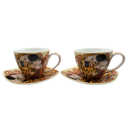 The Kiss Fine Bone China Cup & Saucer Set of 2 - 220ml Gustav Klimt Design.