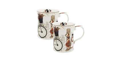 Fine Bone China Cat Couple Mug Set (415ml, Embossed) – Gift‑Ready.