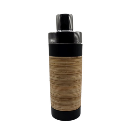 Plantation Cocktail Shaker - Matte Black with Rattan Wrap | Stainless Steel Barware.