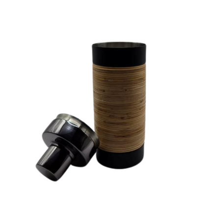 Plantation Cocktail Shaker - Matte Black with Rattan Wrap | Stainless Steel Barware.