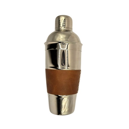 Verona  Cocktail Shaker - 700ml Nickel-Plated Bar Shaker with Leather Grip | Silver.