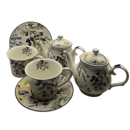 Lavender & Olive Tea Set for 2 - Premium Porcelain.