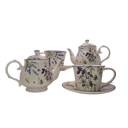 Lavender & Olive Tea Set for 2 - Premium Porcelain.