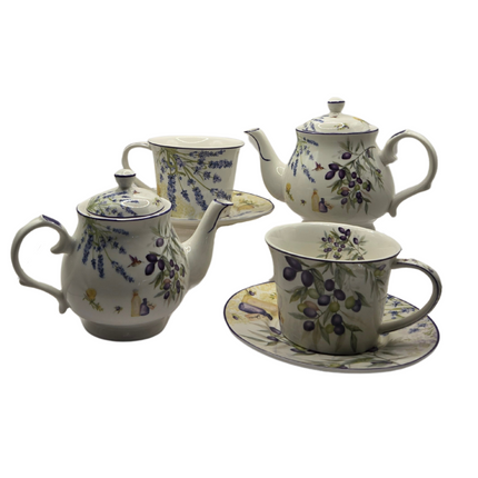 Lavender & Olive Tea Set for 2 - Premium Porcelain.