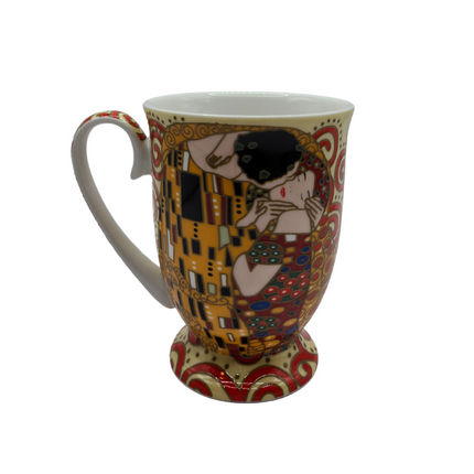 The Kiss Fine Bone China Mug Set of 2 | 280ml Gustav Klimt Design | Gold Accents.