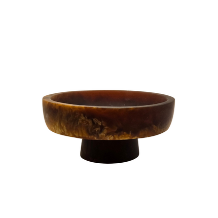Hand-Poured Pedestal Serving Bowl – Small Caramel Resin Bowl for Snacks & Sides.