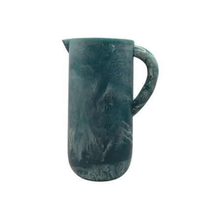 Blue Resin Pitcher Hand-Poured Marbled Jug.