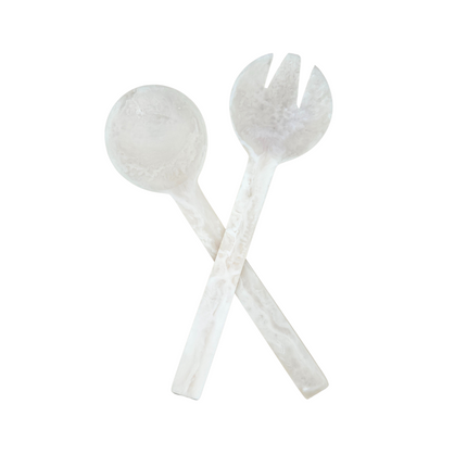 Lorne White Resin Salad Server Set - Handcrafted.